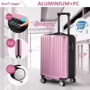 Carry On Suitcase Hard Shell Luggage Cabin Travel Baggage Lightweight Checked Bag 4 Wheel Rolling Trolley Partially collapsible 20 Inch Pink