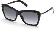 Tom Ford Leah Shiny Black Smoke Gradiant Sunglasses TF849 01B 64-15-135