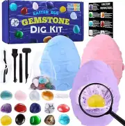 3 Pack Easter Egg Dig Kit Real Gemstones Excavation Kit for Kids Easter Geolo...
