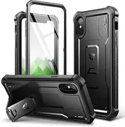 Dexnor Case for iPhone Xs MAX 360 Full Body Heavy Duty Rugged Shockproof Military Drop Tested Protective Cover Built in Screen Protector and Kickstand for iPhone Xs MAX-Black