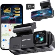 Dash Cam 4K Front, Built-in WiFi GPS Camera for Cars, 3.2" IPS Black