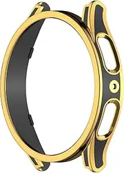 MOTONG PC Protective Watch Case Cover with Tempered Glass Screen Protector Compatible with Samsung Galaxy Watch 5 Pro 45MM(45MM Black + Gold)