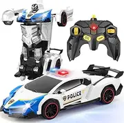 Getatoy Police Officer Action Figure RC Car Toy for Children 3-12 Years, Blue, Medium Size, Transformable, Police Collection