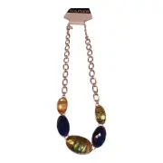 Napier Silverstone Purple Abalone Looking Necklace 30" w/3" Extension