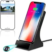 Mini Spy Camera – Wireless Hidden Camera with Wireless WiFi Docking Station Mobile Phone Charger Stand