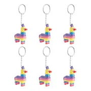 6PK Alpaca Valley Keychain Pinata Llama Colorful Novelty Kids Toy Bag Charm 6cm