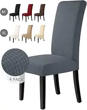 Dining Chair Covers Set of 4 Stretch Jacquard Chair Covers for Dining Room Parson Chair Slipcover Washable Removable Dining Chair Slipcover Chair Covers for Home Hotel Party (Gray Blue, 4PCS)-M