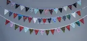 3 PC LOT Hippie Colorful Fabric Flags Banner Bunting Wedding Party Mandala Decor