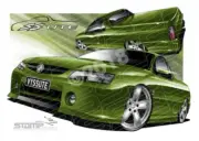HOLDEN VY SS UTE HOT HOUSE GREEN A2 FRAMED PRINT (HC28)