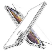 ORETech Compatible with iPhone Xs Max Case, with[2 x Tempered Glass Screen Protector]for iPhone Xs Max Cover Crystal Clear Shockproof Protective Phone Case for iPhone Xs Max Case Cover Slim Thin-Clear