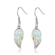 Nevenka Fashion Opal Leaf Drop Dangling Earrings-White
