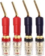 Funayama Pin Banana Plug to 4mm Female Banana Jack Speaker Wire, 4 Pack 24K Gold Plated Banana Plugs, Speaker Amplifier Bindling Post Terminal Connectors