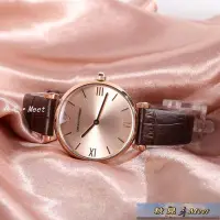 在飛比找Yahoo!奇摩拍賣優惠-商務手錶 Armani阿瑪尼手表皮質表帶時尚休閑女表簡約商務