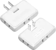 3 Way Flat Wall Outlet Extender,2 Prong180 Degree Portable Swivel Wall Tap Plug