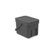 Brabantia Sort & Go Waste Container, Bin, Trash, Garbage Can, Grey, 6 L, 109720