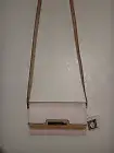 ANNE KLEIN Women's Small Crossbody Bag Light Pink White Tan Leather Gold Logo