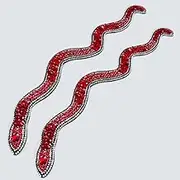 18" Large Sparkle Rhinestones and Sequin Red Snake Shaped Patches Applique Trim Ribbon for Outfit Pack of 2