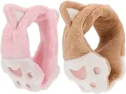 [IWOWHERO] 2pcs earmuffs ear muffs for winter women Soft Furry Ear muffs winter ear wear headband for girls fur headband toddler headbands Plush Earmuff Plush Ear Winter Ear Cover tab