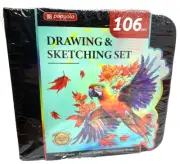 106 PCS Art Supplies Drawing Kit, Pro Drawing Supplies with 3-Color Sketchbook,