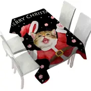 Merry Christmas Cats and Kittens Candy Snow Tablecloth
