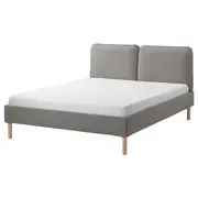 SAGESUND upholstered bed frame, Diseröd brown/Lönset, Full/Double