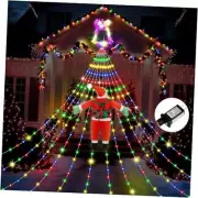 Christmas Outdoor Waterfall String Lights with Santa Claus 15ft 430 LED