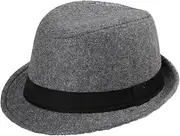 [qwmvhfg] Beanie hat， Men Women Vintage Black Wool Felt Wide Brim Fedora Hats for Striped Hat Autumn Winter Jazz Cap