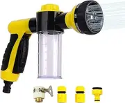 B-Qtech Garden Hose Nozzle, High Pressure Foam Sprayer 8 Adjustable Spray Patterns with Soap Dispenser for Watering Plants, Car Wash, Pet Showering