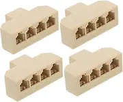 LABRIMP 4Pcs PC Telephone Splitter Adapter Elegant Four Way Landline Splitter for Convenient Multi Device Connection Minimalist Design Enhances Office Efficiency