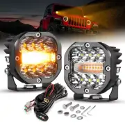 AUXBEAM 3"inch Strobe Flash LED Pods Work Light Bar for Jeep JL JK TJ CJ YJ LJ