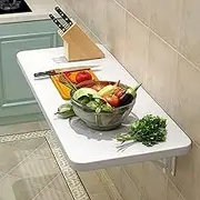 Wall Mounted Folding Kitchen Breakfast Bar Table Drop Leaf Dining Table Computer Desk for Home Office 60x40cm White