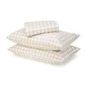 Gingham Cotton Flannelette Sheet Set - Double Bed, Tan