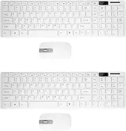 Binxind 2X Wireless Slim White Keyboard + Wireless Optical Mouse Set for PC and Laptop