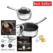 Versatile Nonstick Saucepan Combo - 1.5QT and 3QT with Pour Spouts, Easy Cleanup