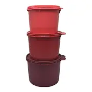 Tupperware Stacking Canisters Shades of Red 5, 7, & 10 Cup Set of 3