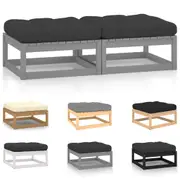 2x Solid Wood Pine Garden Footstools with Cushions Seat Multi Colours vidaXL