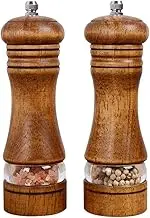 2PCS Wooden Pepper Grinder Wooden Salt and Pepper Grinder Set with Ceramic Grinding Cores Coarseness Adjustable Wooden Pepper Mill Grinder Set Manual Pepper Grinder for Kitchen