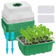144-Cell Seed Starter Kit 12 Trays w/ Humidity Domes Tools & Labels