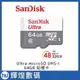 SanDisk Ultra microSD UHS-I 64GB 記憶卡-白 (公司貨) 48MB/s