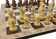 ACACIA & Boxwood Supreme 3 3/4 Kg Staunton Wood Chess Set 17" Rustic Board