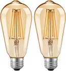 2-Pack Dusk to Dawn Edison Bulbs ST58, 6.5W=60W, Warm LED, Amber Glass, Auto On/