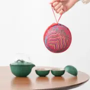 Heat-resistant Glass and Ceramic Teapot with 3 Cups Portable Travel Tea Set
