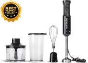 Immersion Blender 800W Set Chopper Whisk Cup Lid Variable Speed Dark Grey