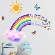 Fanwaoo Colorful Rainbow Wall Decals Removable Wall Stickers Butterflies Wall Decal Saying Quotes Wall Decor for Girls Kids Room Baby Nursery Playroom Living Room Wall Decoration