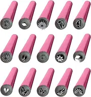 Nail Flower Brand Stamp, Art Stamp, Dot Tools, 15 x Art Stamp Tools with 6 Different Patterns, Nail Stamper, Nail Tool, Graffiti Art Design Tools for Women and Nag