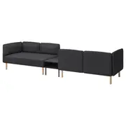 LILLEHEM 4-seat modular sofa with side table, Gunnared dark grey/wood
