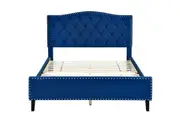 Jessie Bed Frame Double Elegant Velvet Upholstery Navy Blue