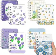 8PCS Small Spiral Notebook Journals, A7 Flower Hardcover Journal Pocket Notebooks, 80 Sheets/160 Pages Wirebound Diary Planner for School Office Daily Use