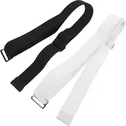 [Healeved] 2Pcs No Show Elastic Stretch Belt for Women Men Invisible Web Strap Waist Belt with Flat Buckle Adjustable and Comfortable Fit for Jeans Pants Dresses Black White