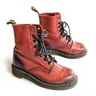 DOC MARTENS Pascal red leather lace-up combat boots size 5
